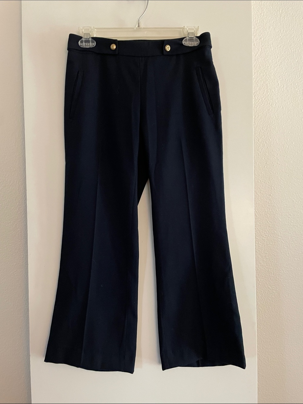 LOFT Ann Taylor Navy Blue Straight Leg Trousers Structured Dress Pants